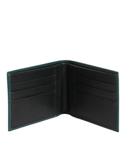 Dolce & Gabbana Green Leather DG Logo Engrave Men Bifold Card Holder Wallet
