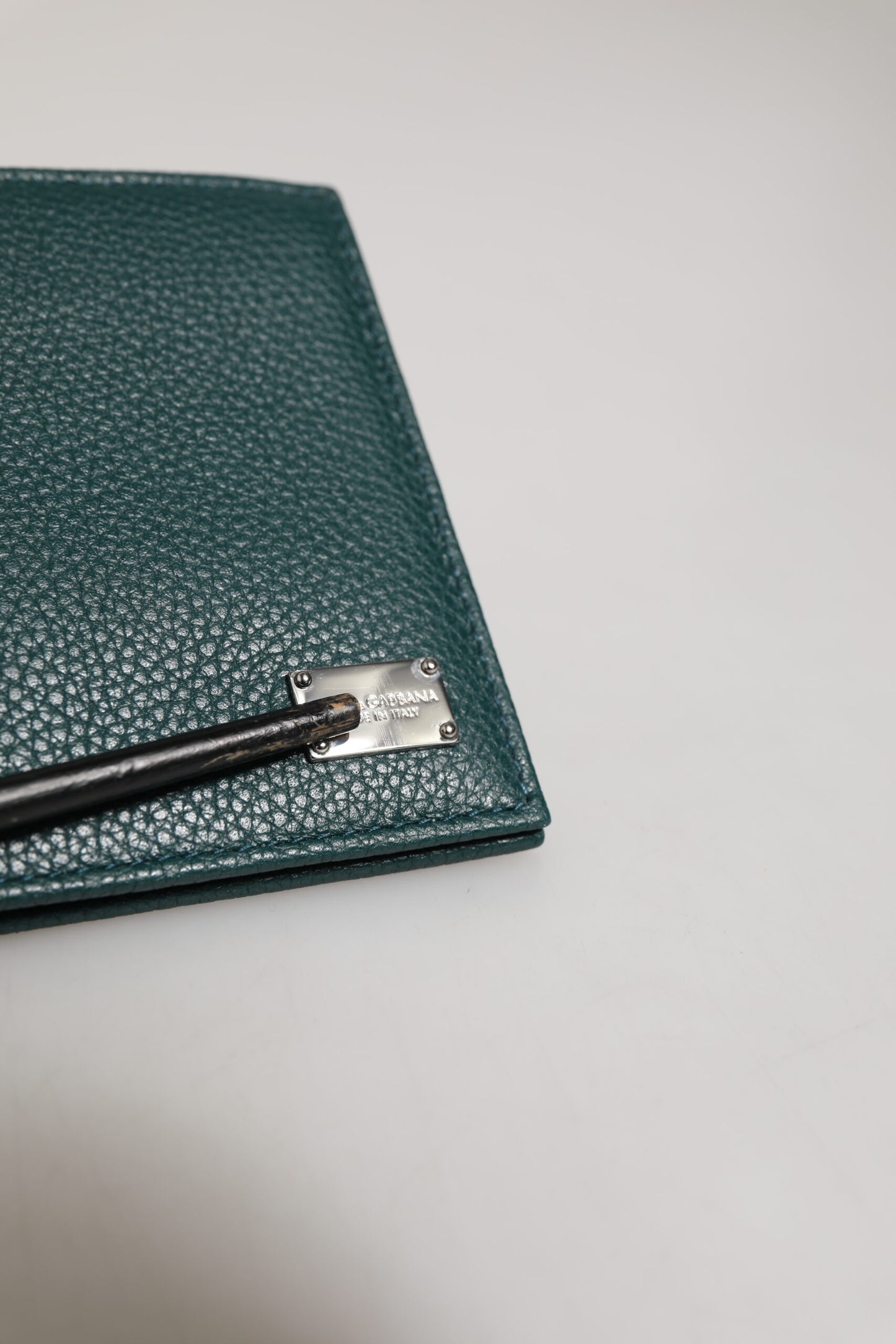 Dolce & Gabbana Green Leather DG Logo Engrave Men Bifold Card Holder Wallet