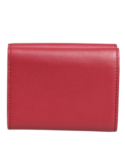 Dolce & Gabbana Red Leather Bold Logo Print Trifold Men Card Holder Wallet