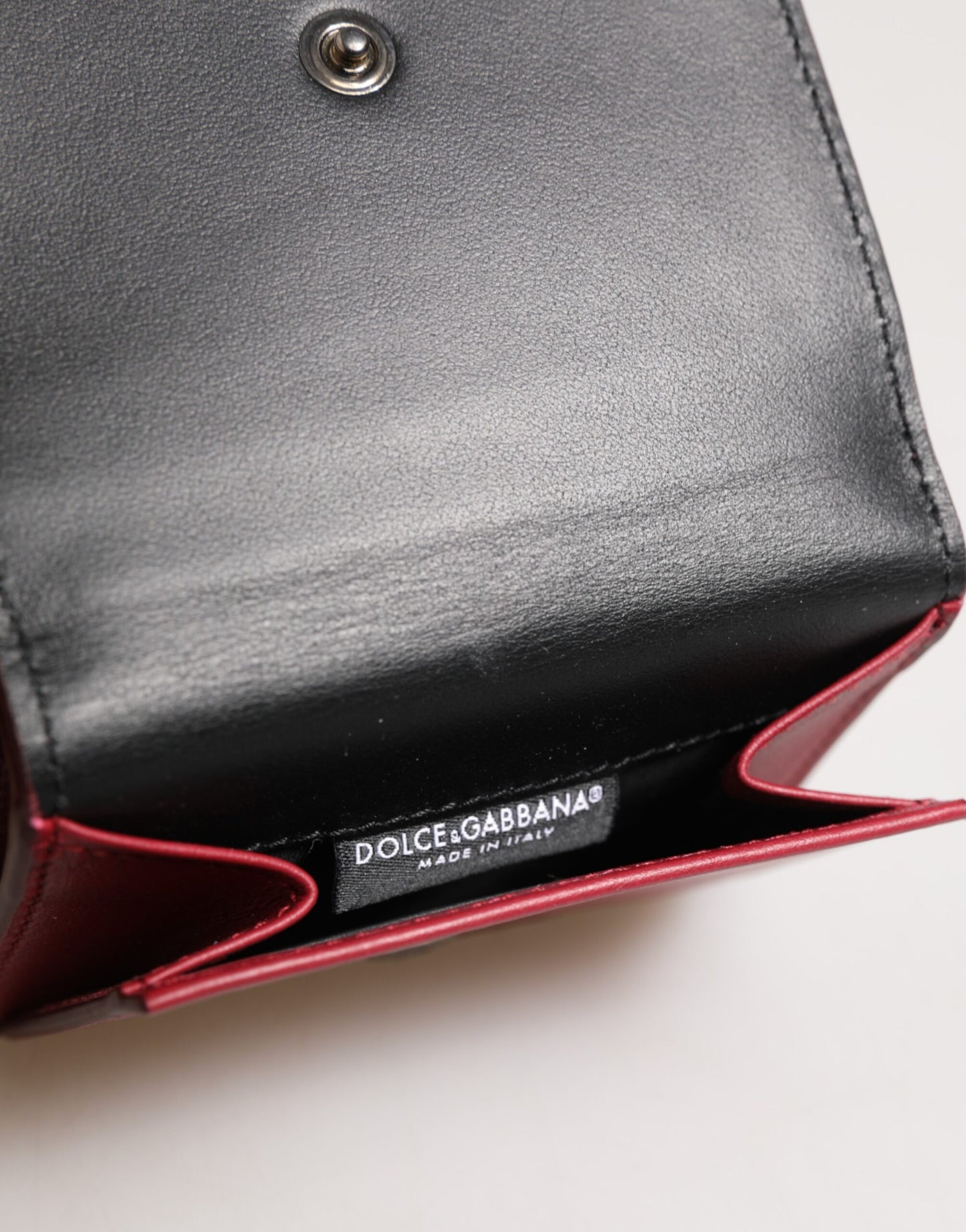 Dolce & Gabbana Red Leather Bold Logo Print Trifold Men Card Holder Wallet