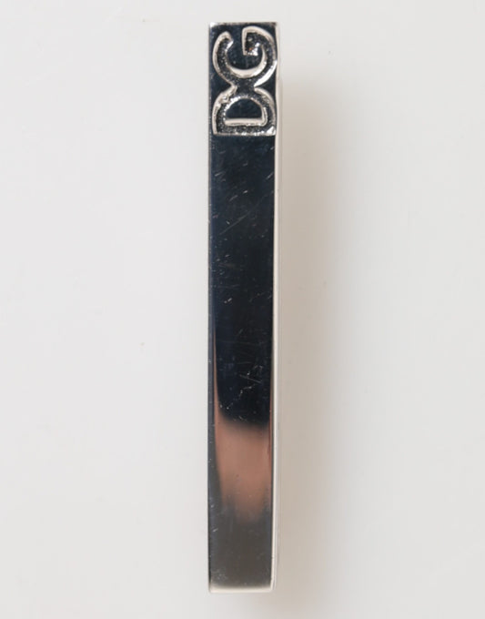 Dolce &amp; Gabbana Silberfarbenes Messing-Logo für Herren, Accessoire, Krawattenklammer