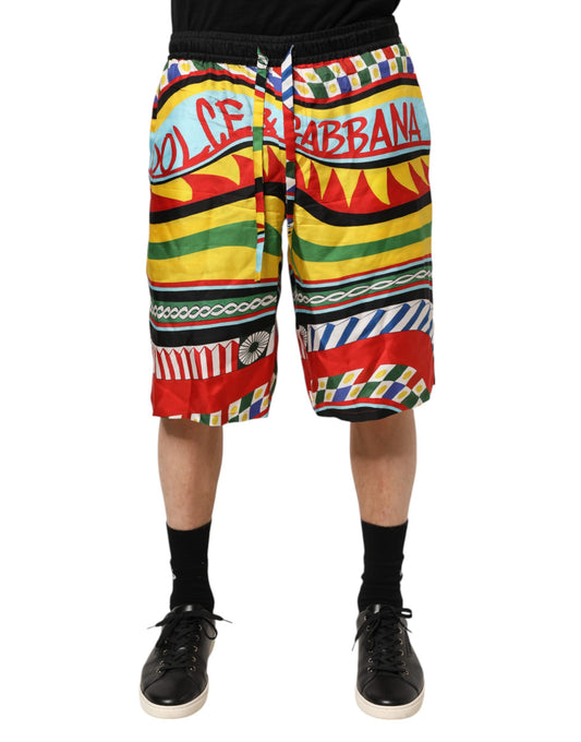 Dolce &amp; Gabbana Mehrfarbige sizilianische Carretto-Shorts Bademode