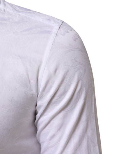 Dolce &amp; Gabbana Weißes MARTINI-Jacquard-Hemd aus Baumwolle mit Paisleymuster