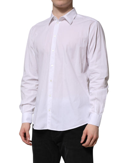 Dolce & Gabbana White Cotton STAFF Long Sleeves Forma Shirt