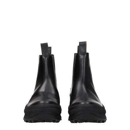 Jil Sander – Schwarze Lederstiefeletten