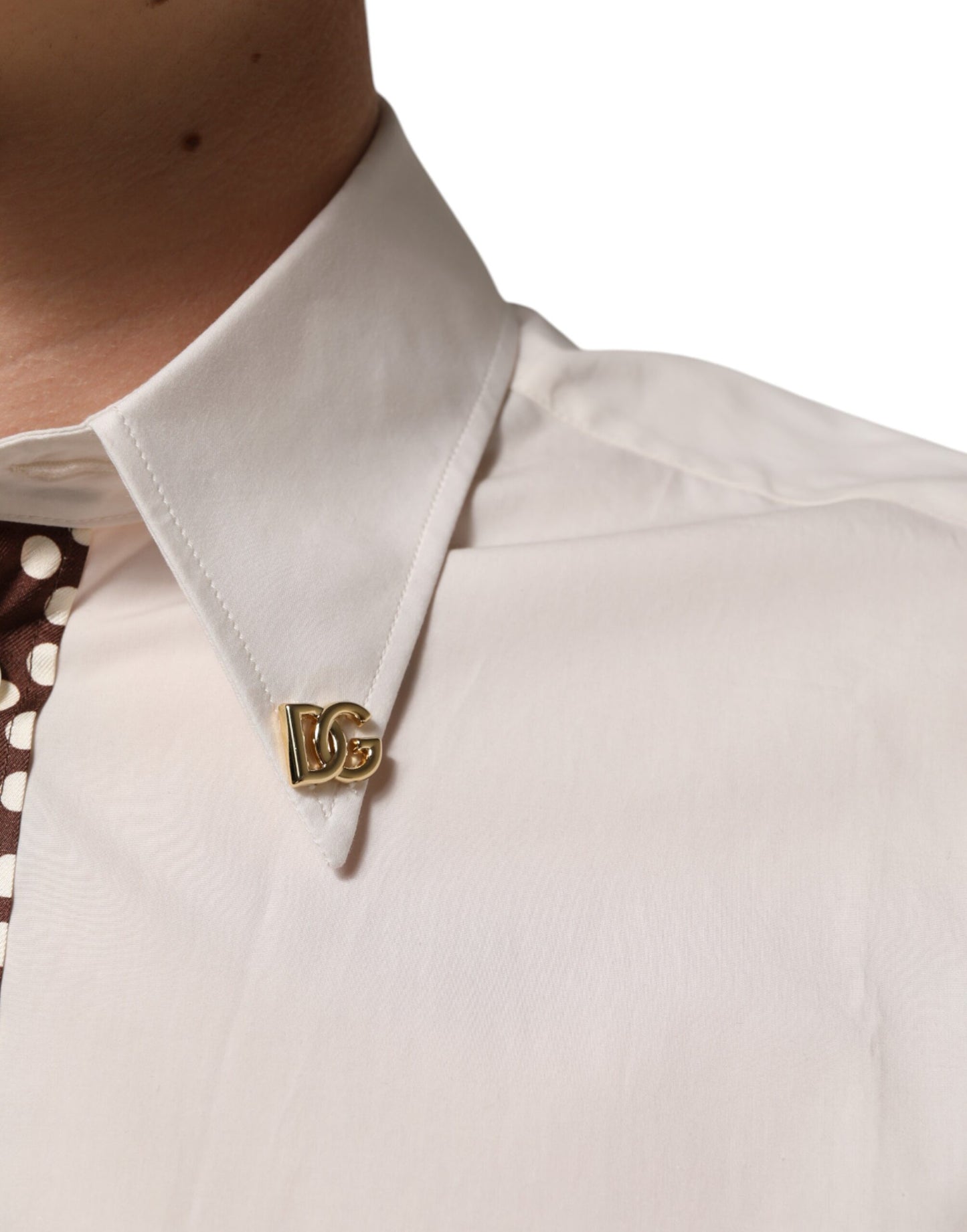Dolce &amp; Gabbana – Cremeweißes Slim-Fit-Hemd aus Baumwolle mit Tupfenmuster