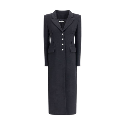 Alessandra Rich Schwarzer Wollmantel aus Fleece