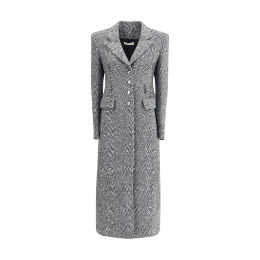 Alessandra Rich Grauer Wollmantel aus Fleece