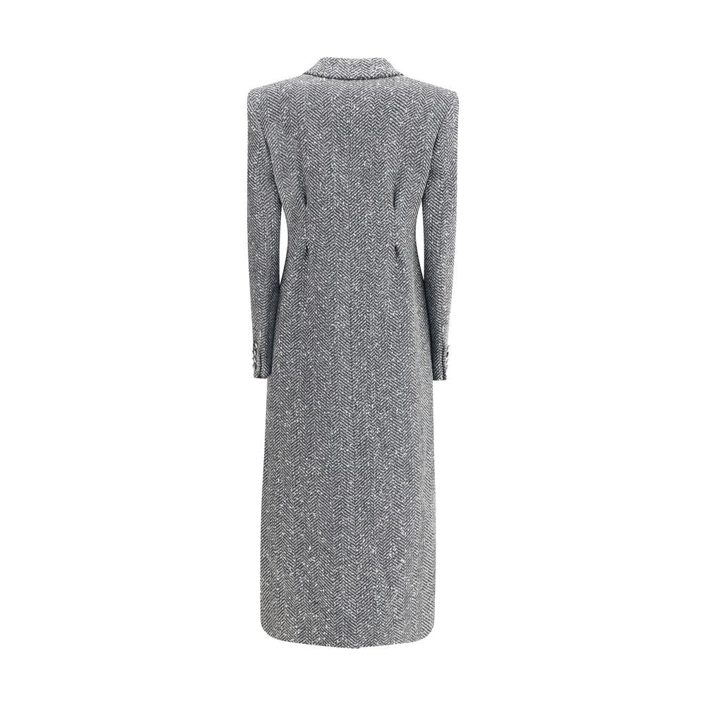 Alessandra Rich Grauer Wollmantel aus Fleece