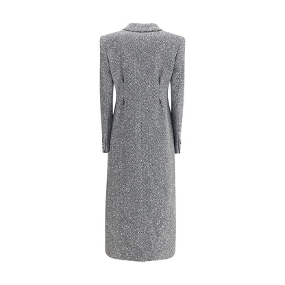 Alessandra Rich Grauer Wollmantel aus Fleece
