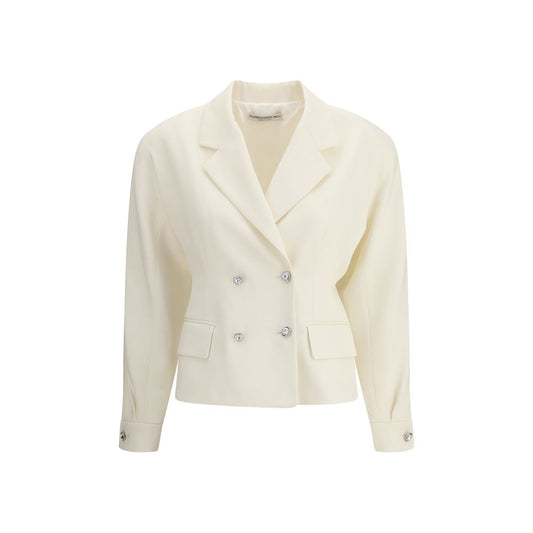 Alessandra Rich Blazer aus cremefarbenem Fleece-Wollstoff