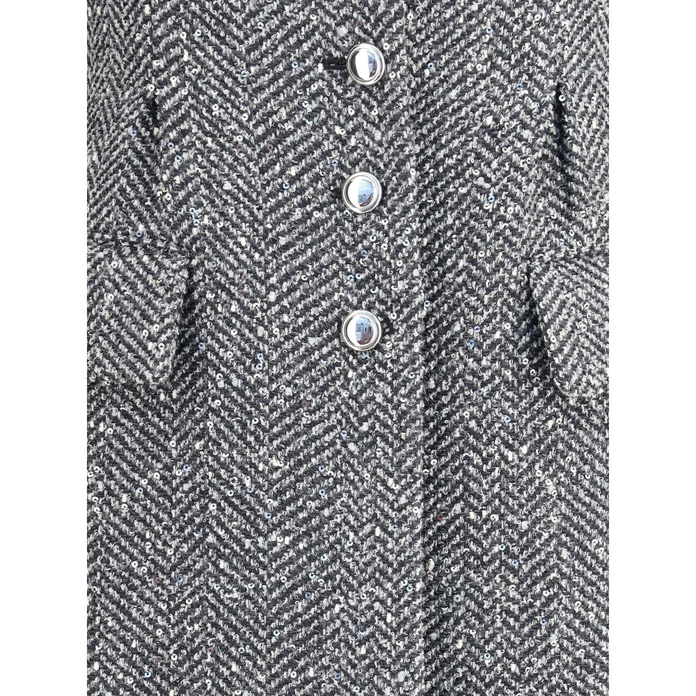 Alessandra Rich Grauer Wollmantel aus Fleece