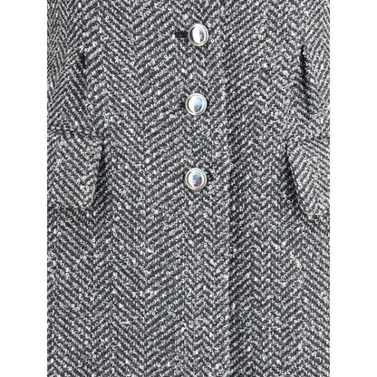 Alessandra Rich Grauer Wollmantel aus Fleece