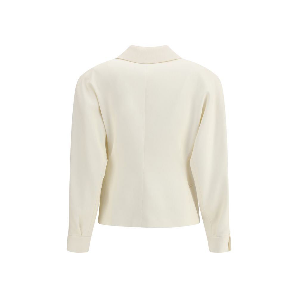 Alessandra Rich Blazer aus cremefarbenem Fleece-Wollstoff