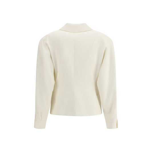 Alessandra Rich Blazer aus cremefarbenem Fleece-Wollstoff