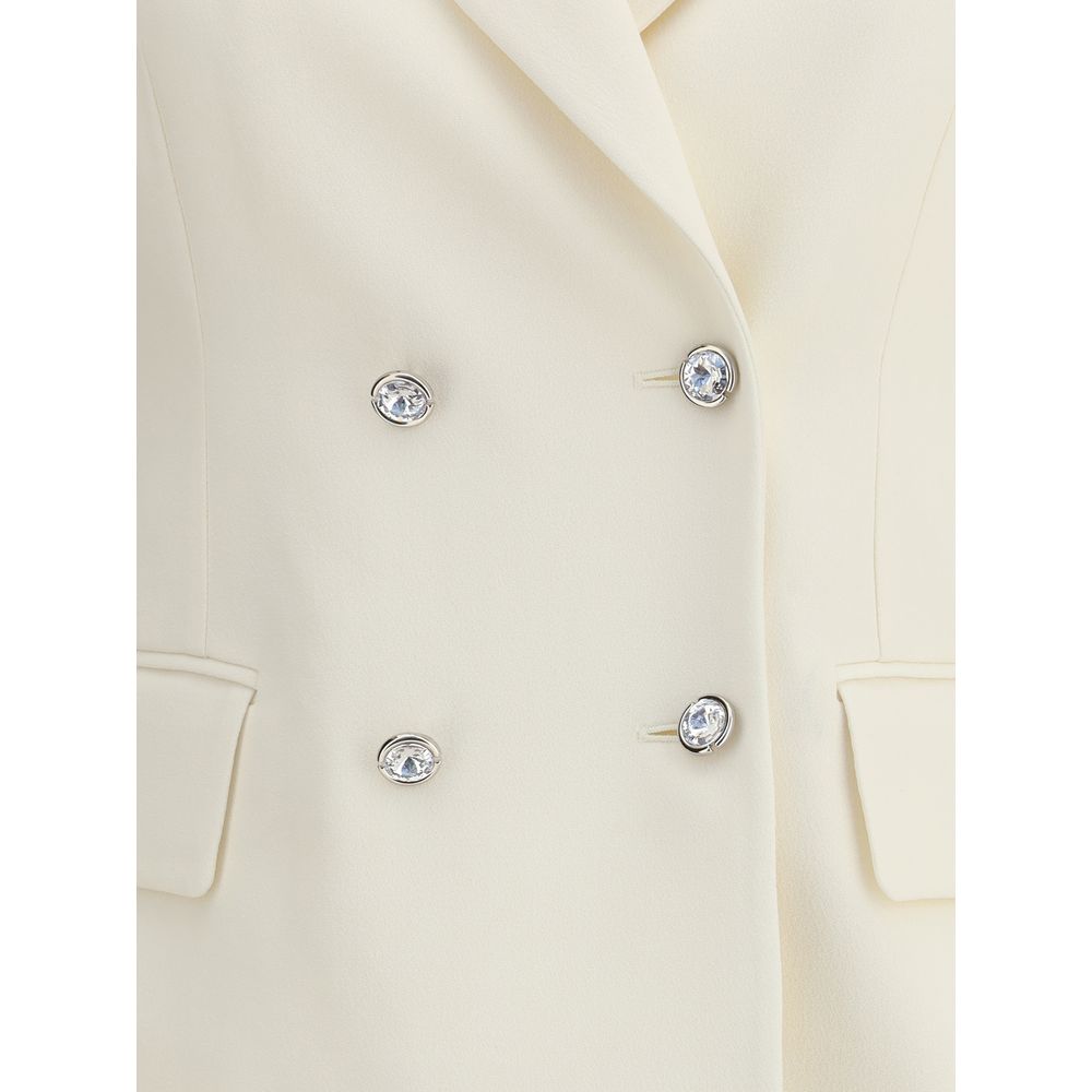 Alessandra Rich Blazer aus cremefarbenem Fleece-Wollstoff