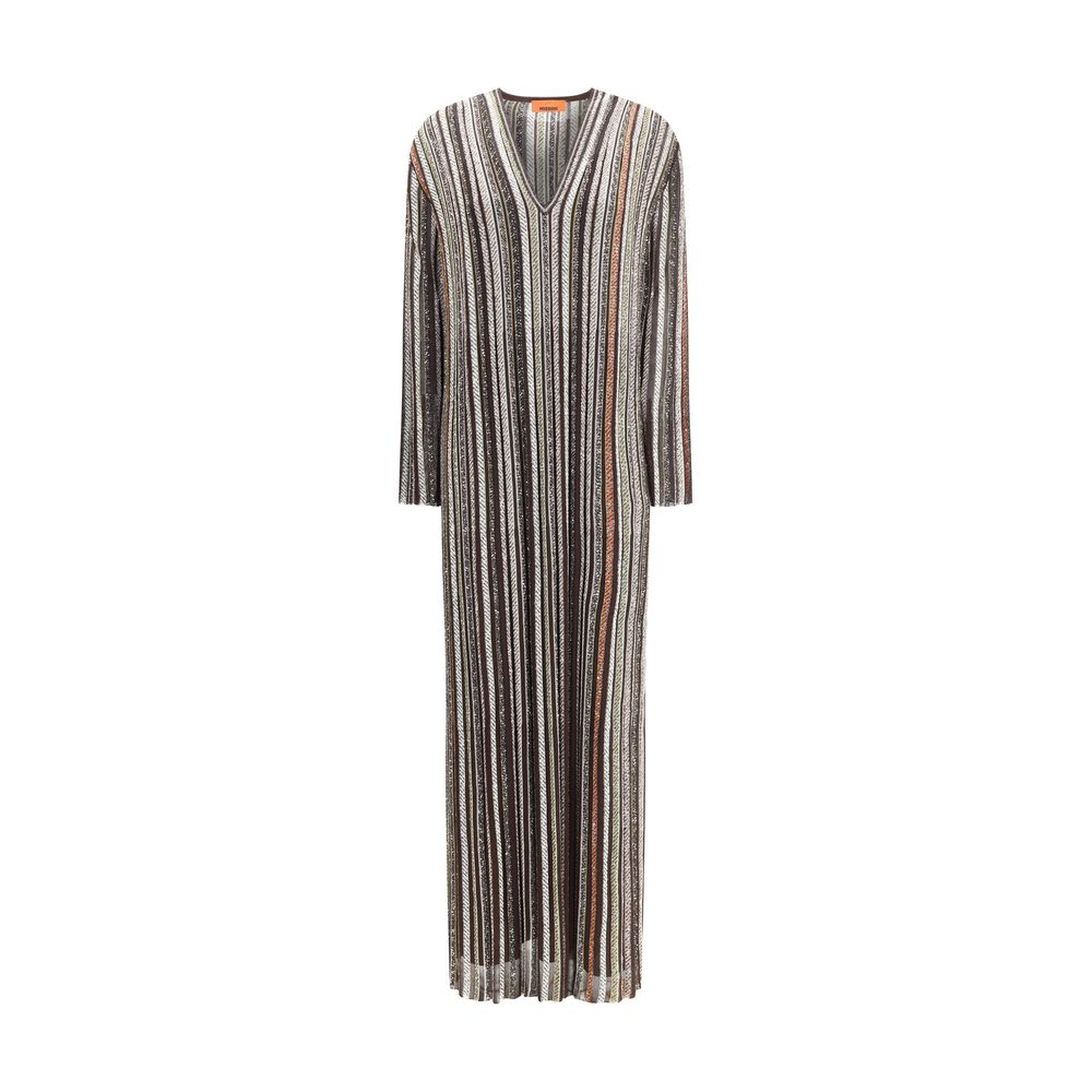 Missoni Gestreiftes langes Kleid mit Pailletten