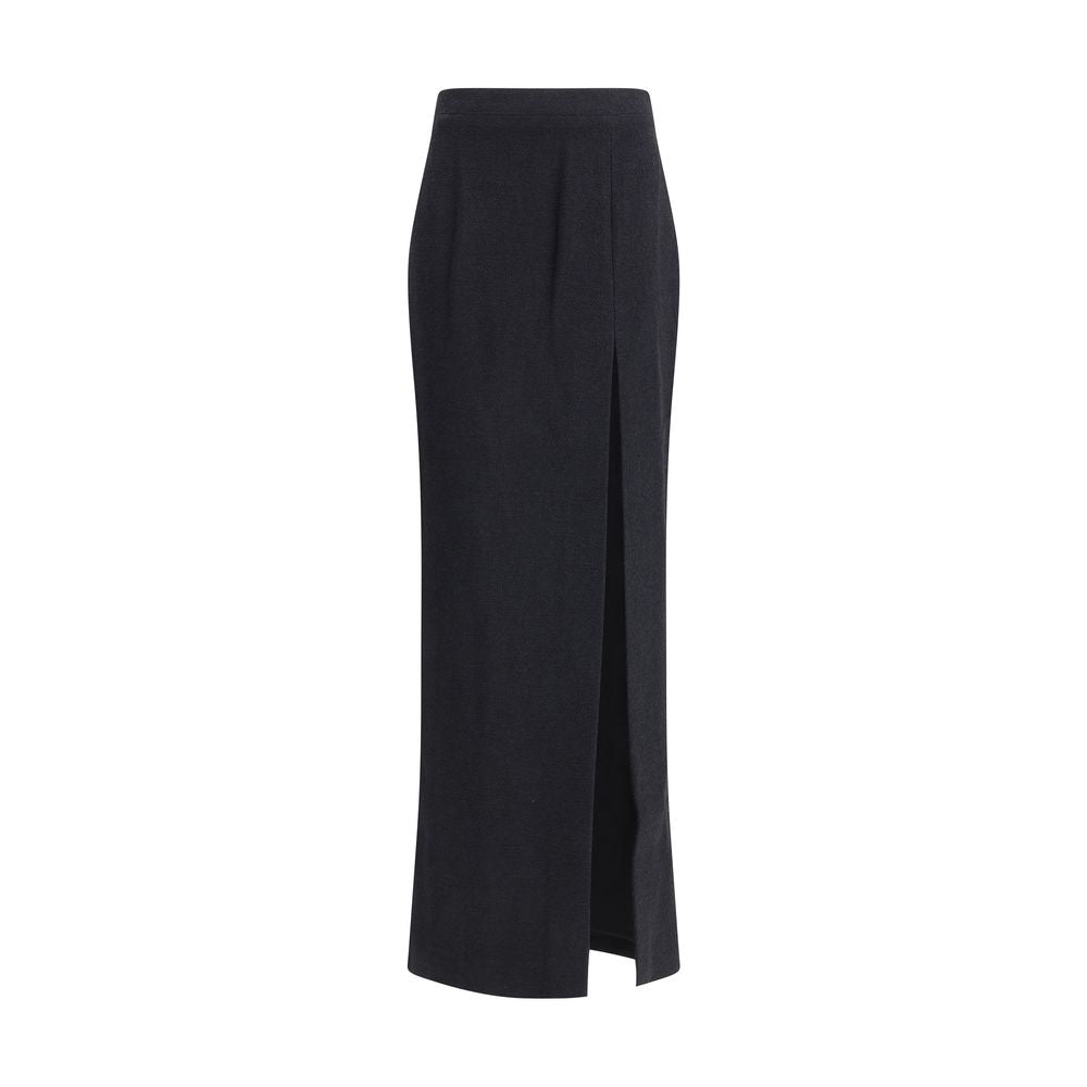 Alessandra Rich Langer Rock aus schwarzem Fleece-Wollstoff