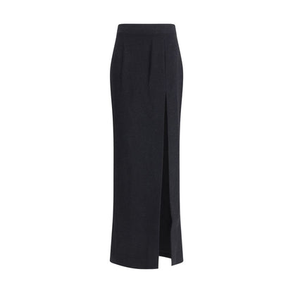 Alessandra Rich Langer Rock aus schwarzem Fleece-Wollstoff