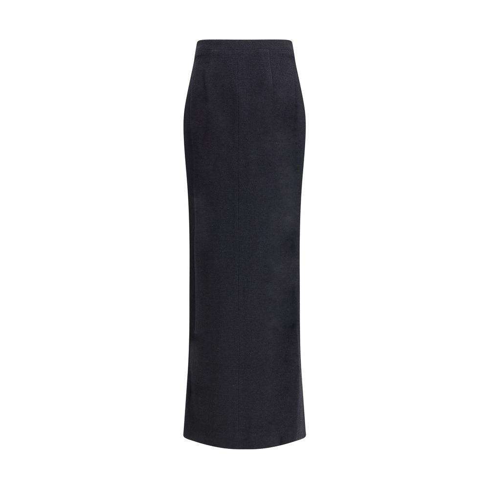 Alessandra Rich Langer Rock aus schwarzem Fleece-Wollstoff