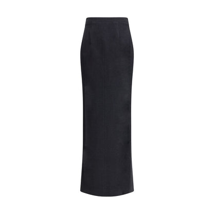 Alessandra Rich Langer Rock aus schwarzem Fleece-Wollstoff