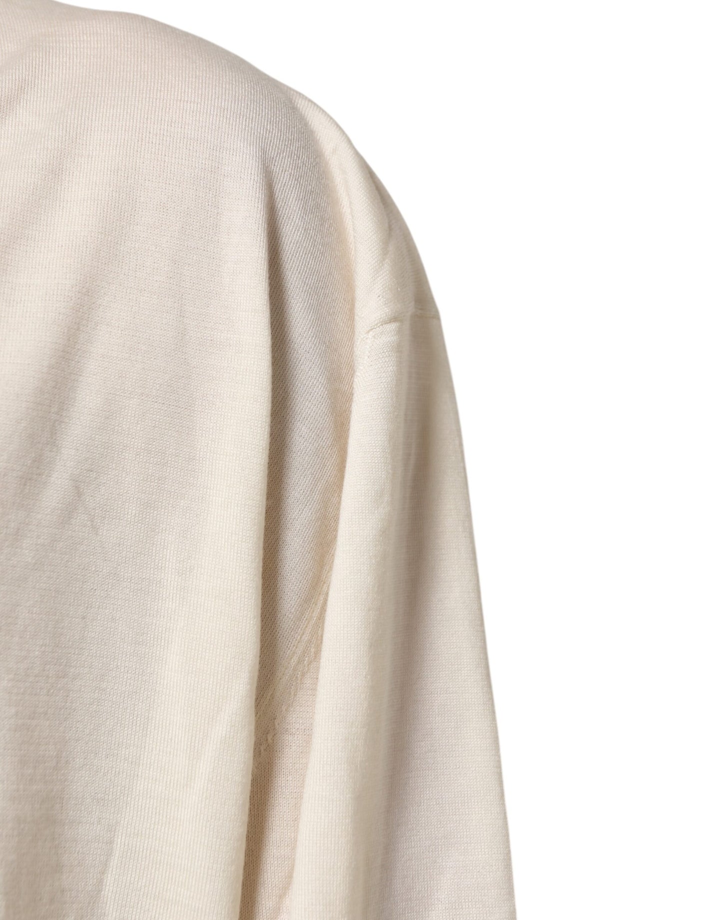 Dolce &amp; Gabbana Elfenbeinfarbener Herren-Strickpullover aus Schurwolle mit V-Ausschnitt