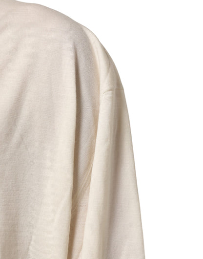 Dolce &amp; Gabbana Elfenbeinfarbener Herren-Strickpullover aus Schurwolle mit V-Ausschnitt