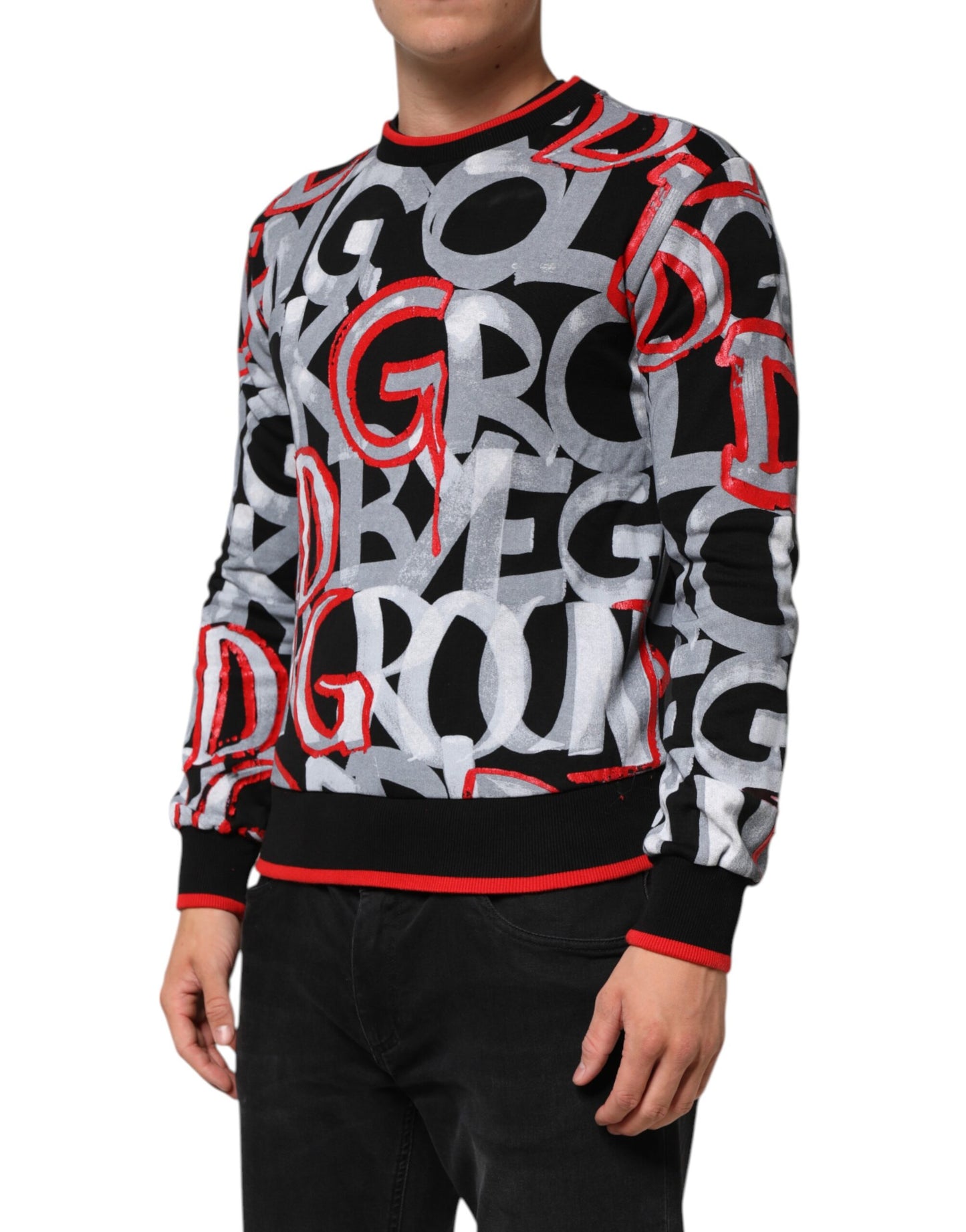 Dolce &amp; Gabbana – Mehrfarbiger Pullover mit Rundhalsausschnitt und Logo-Monogramm