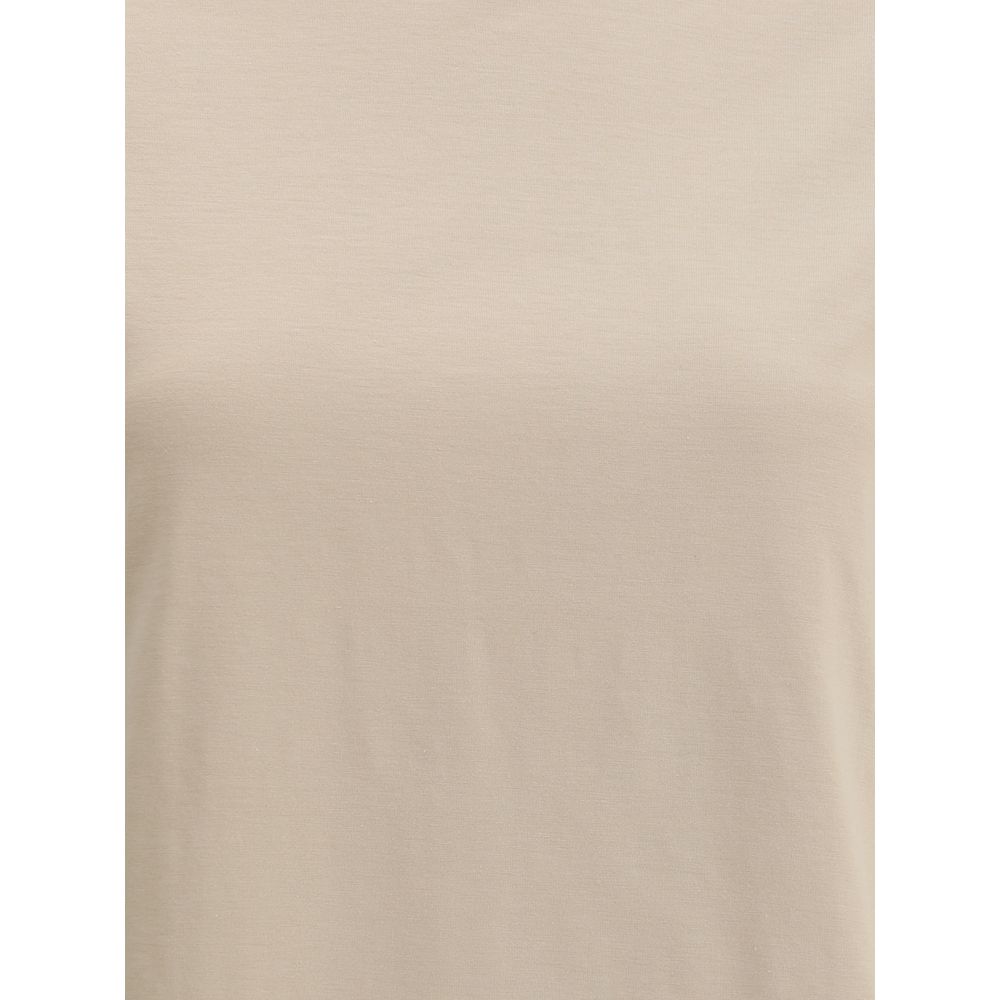 Brunello Cucinelli Beigefarbenes Elastan-T-Shirt