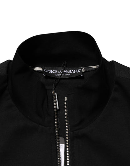 Dolce & Gabbana Black Cotton Logo Full Zip Men Bomber Jacket
