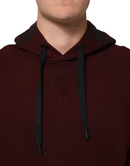 Dolce &amp; Gabbana Burgunderroter Baumwoll-Kapuzenpullover mit kariertem Futter für Herren