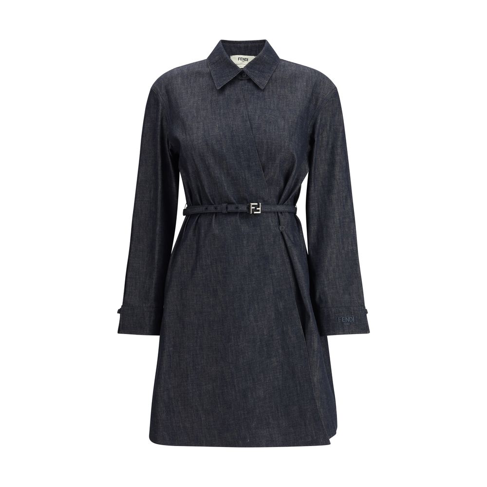 Fendi Blaues Baumwoll-Freizeitkleid