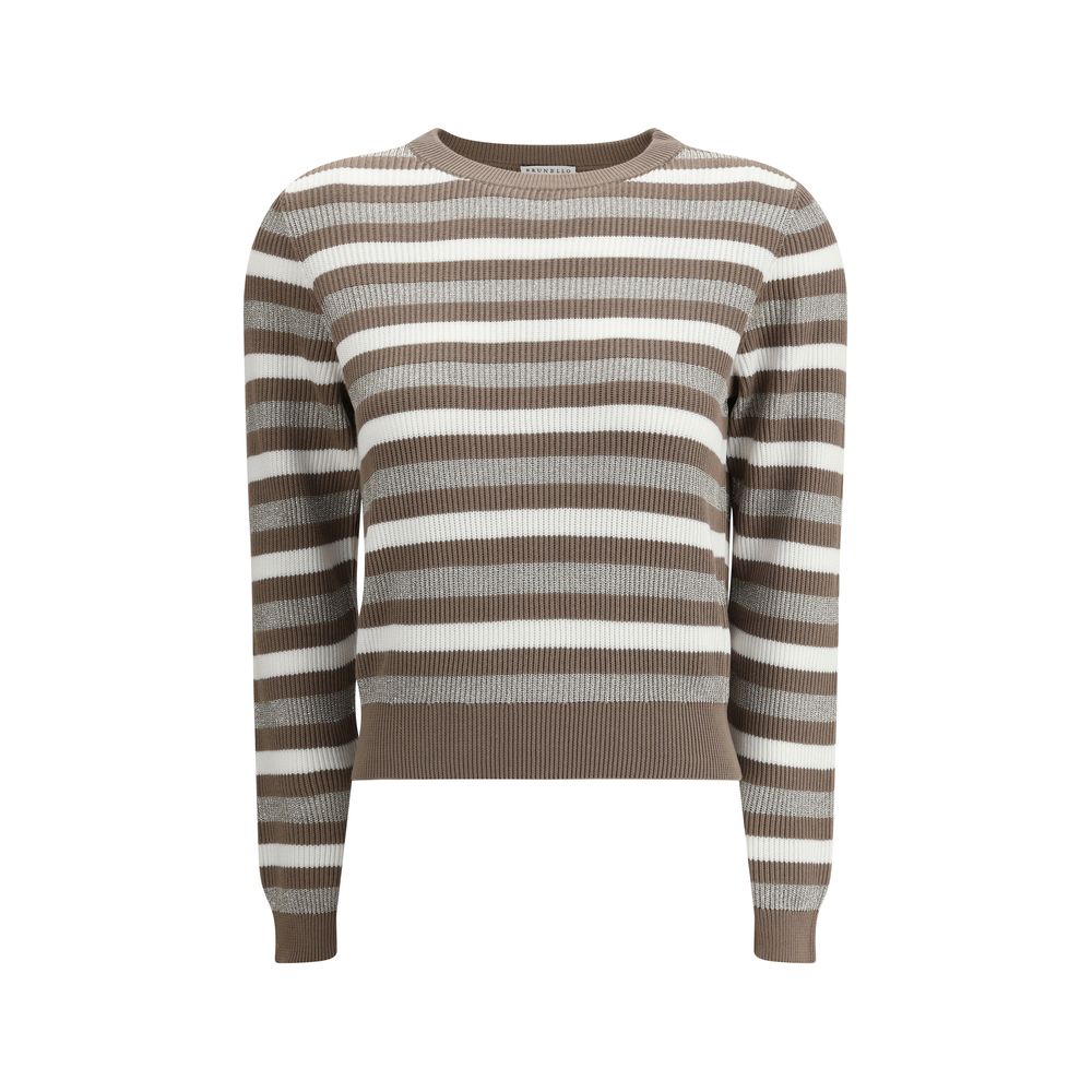 Brunello Cucinelli Funkelnder gestreifter Pullover