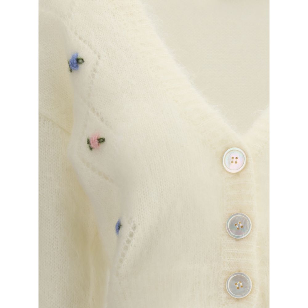 Alessandra Rich Weißer Mohair-Cardigan
