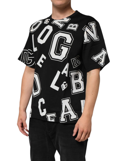 Dolce &amp; Gabbana – Schwarzes, kurzärmliges T-Shirt aus Baumwolle mit Buchstabendruck