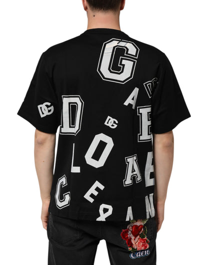 Dolce &amp; Gabbana – Schwarzes, kurzärmliges T-Shirt aus Baumwolle mit Buchstabendruck