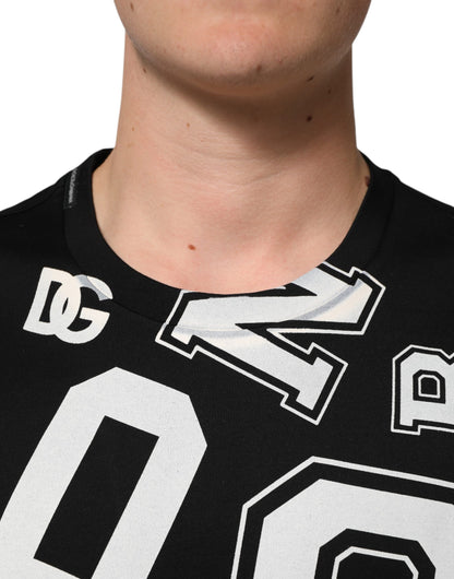 Dolce &amp; Gabbana – Schwarzes, kurzärmliges T-Shirt aus Baumwolle mit Buchstabendruck