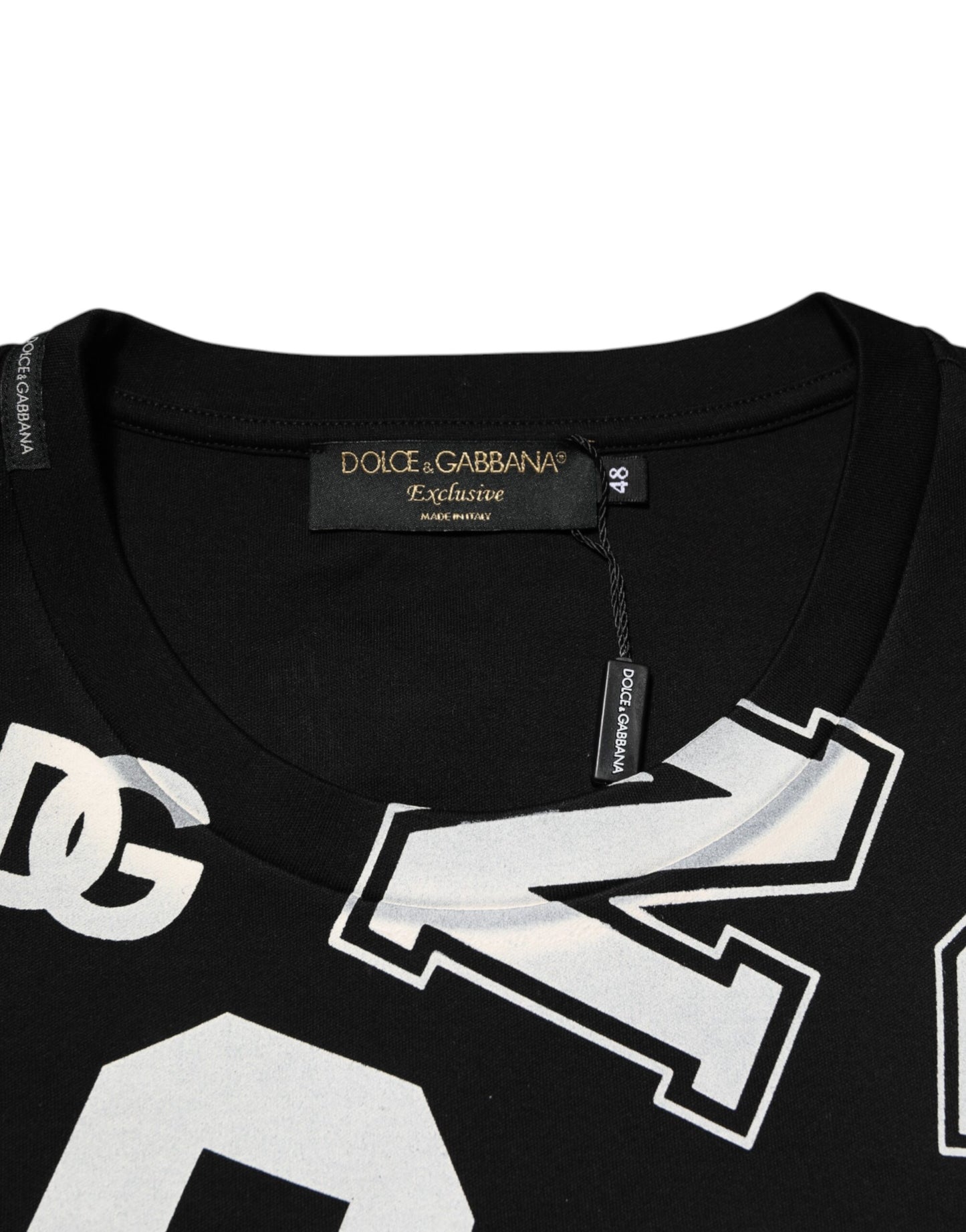 Dolce &amp; Gabbana – Schwarzes, kurzärmliges T-Shirt aus Baumwolle mit Buchstabendruck