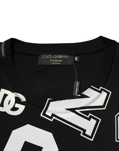 Dolce &amp; Gabbana – Schwarzes, kurzärmliges T-Shirt aus Baumwolle mit Buchstabendruck
