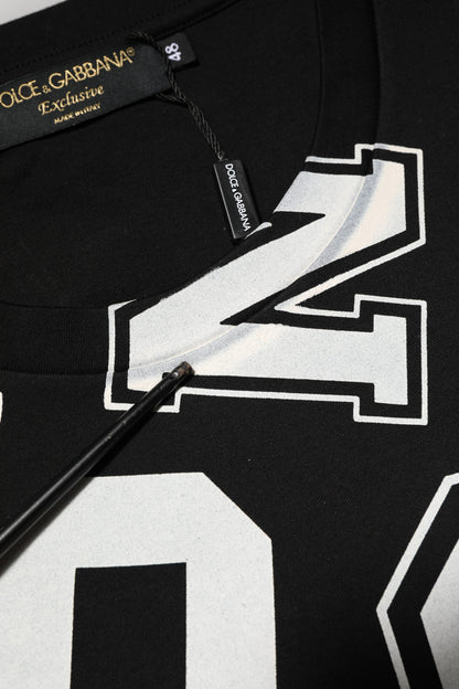 Dolce &amp; Gabbana – Schwarzes, kurzärmliges T-Shirt aus Baumwolle mit Buchstabendruck