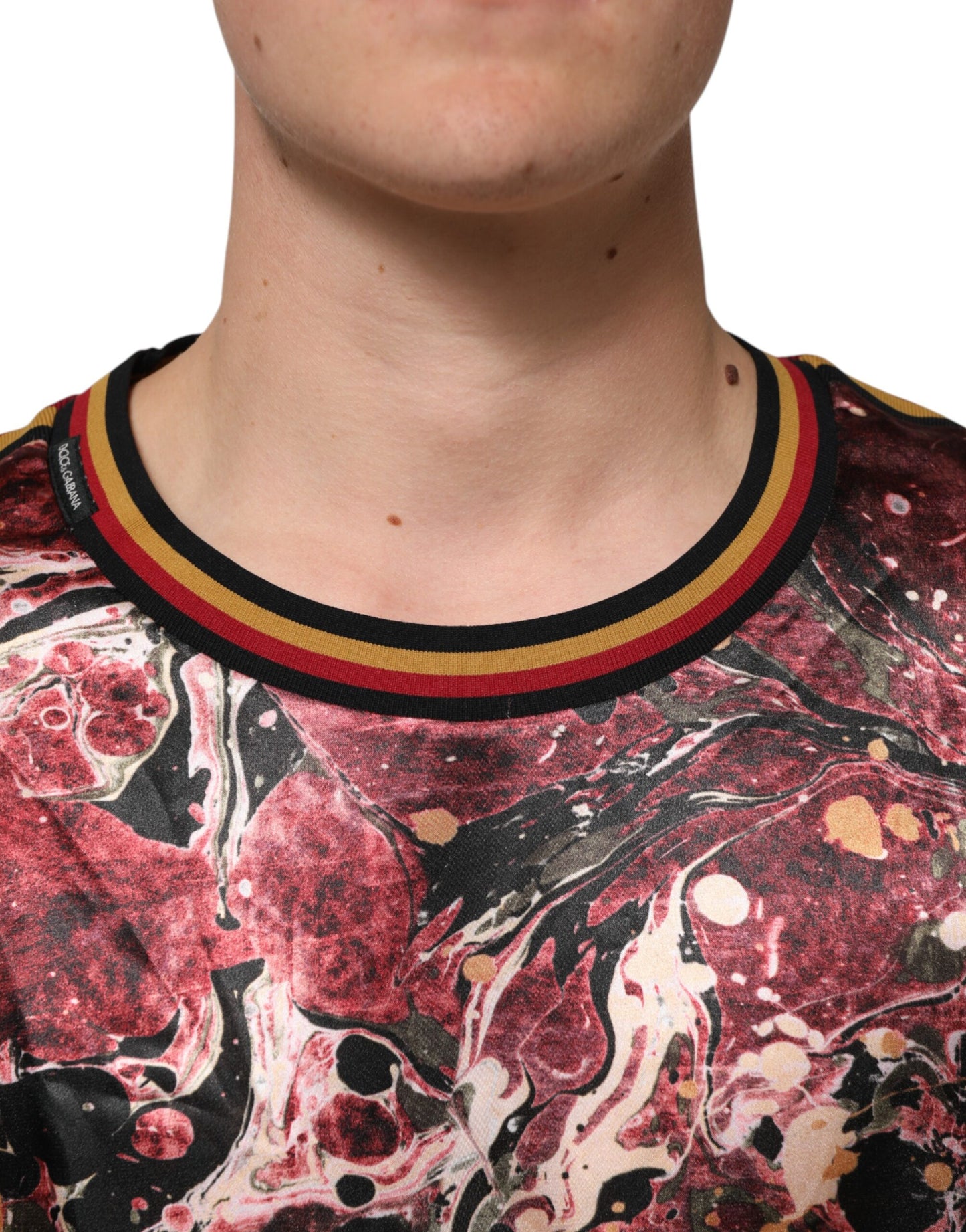 Dolce &amp; Gabbana – Mehrfarbiges Oversize-T-Shirt aus Polyester mit Marmor-Print