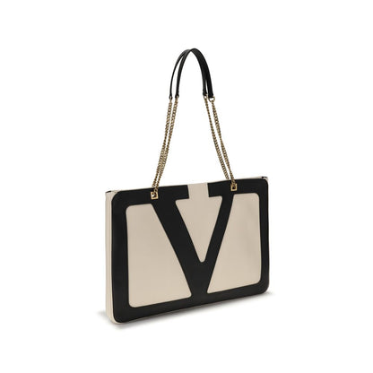 Valentino Garavani Schultertasche aus cremefarbenem Lammleder (Ovis Aries)