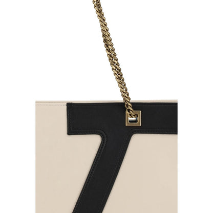 Valentino Garavani Schultertasche aus cremefarbenem Lammleder (Ovis Aries)