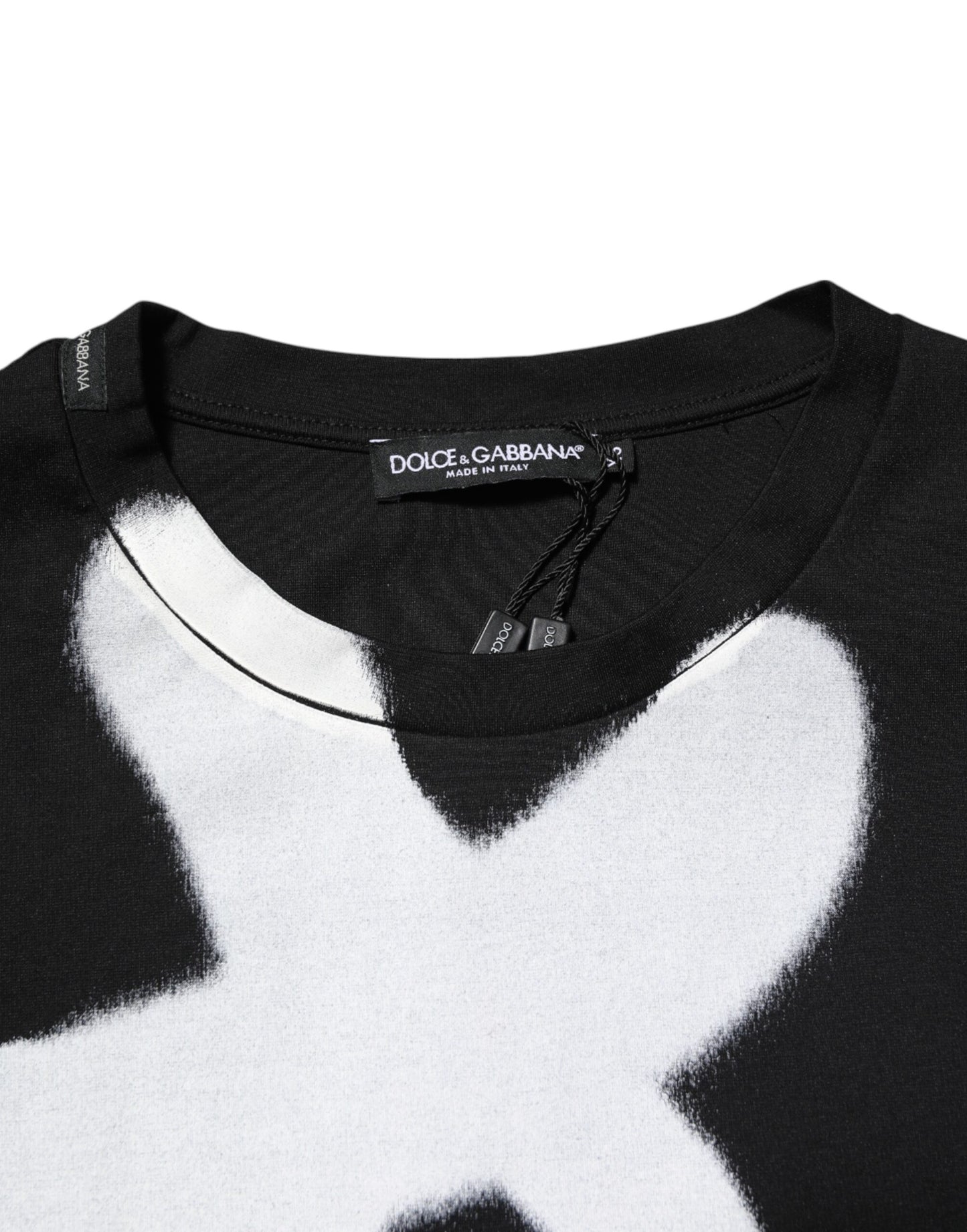 Dolce &amp; Gabbana – Schwarzes, kurzärmliges T-Shirt aus Baumwolle mit DG-Logo und Graffiti
