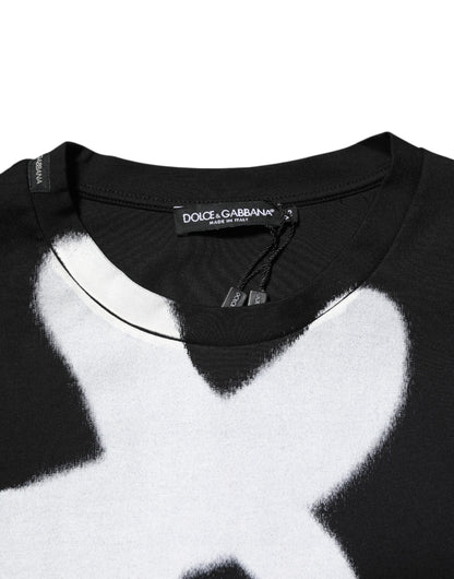 Dolce &amp; Gabbana – Schwarzes, kurzärmliges T-Shirt aus Baumwolle mit DG-Logo und Graffiti