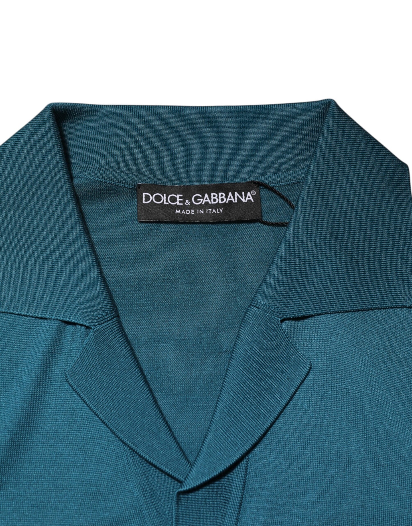 Dolce &amp; Gabbana – Kurzärmliges Poloshirt mit Seidenkragen in Blaugrün