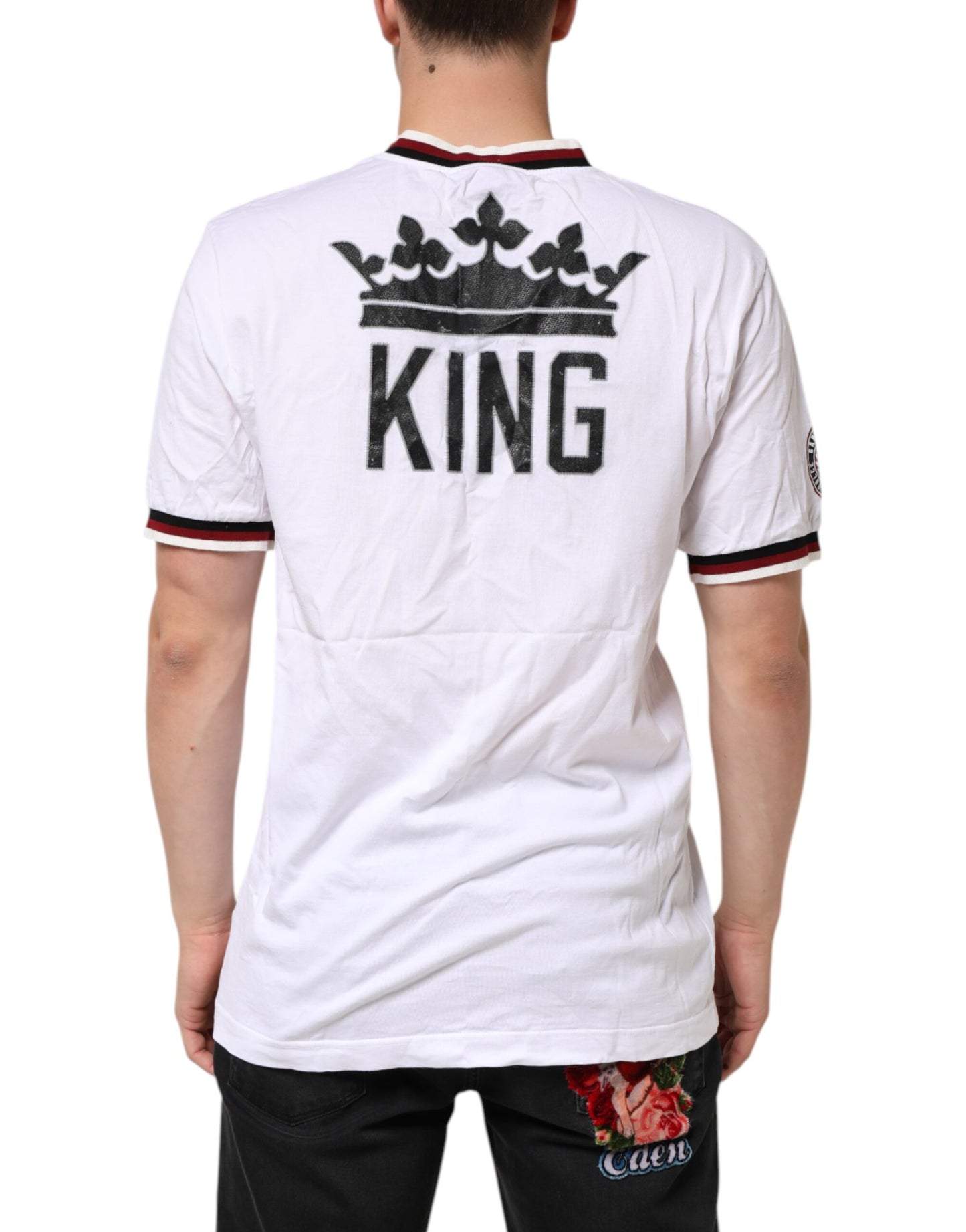 Dolce & Gabbana White #DGMillennials King Crown V-neck T-shirt