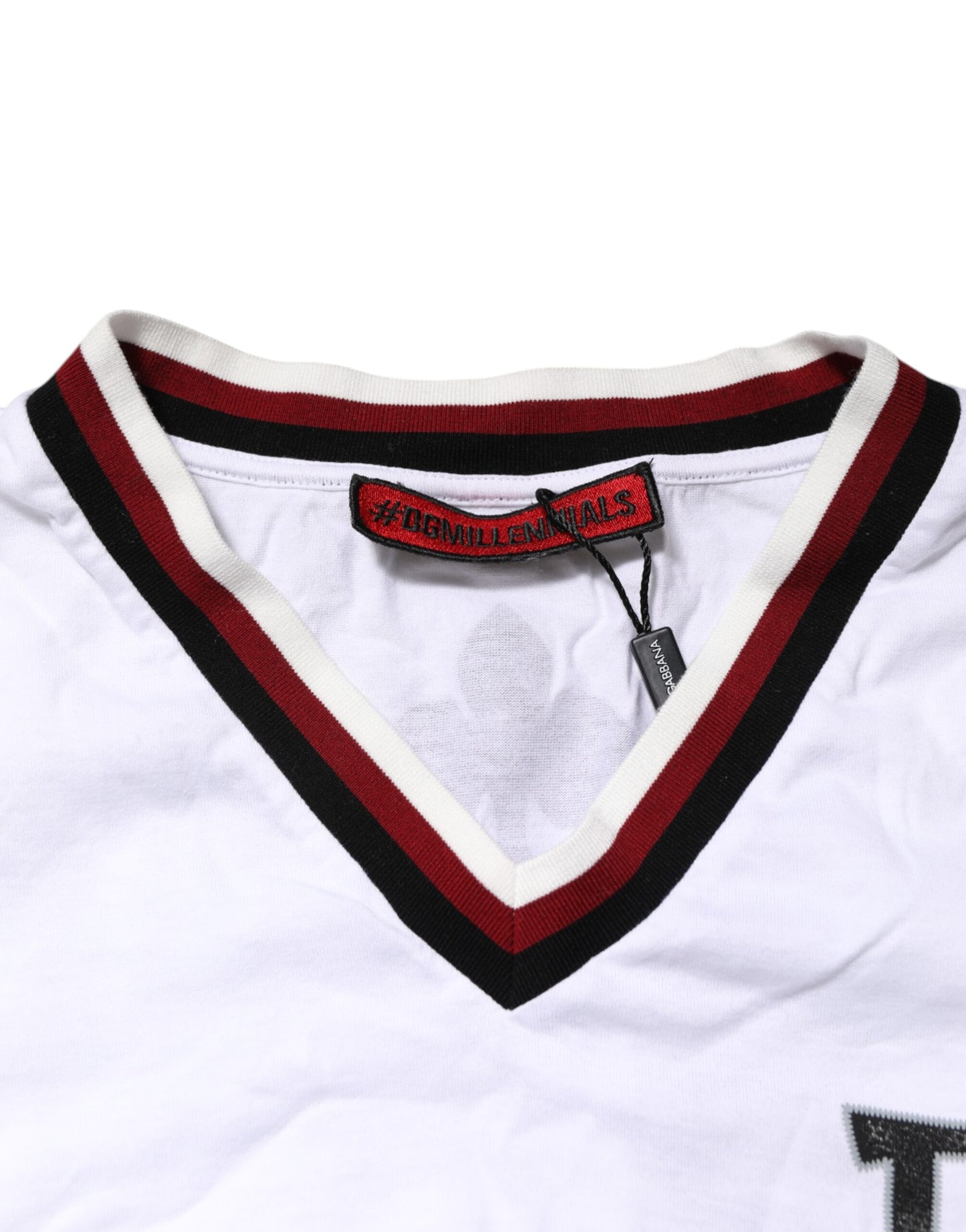 Dolce & Gabbana White #DGMillennials King Crown V-neck T-shirt