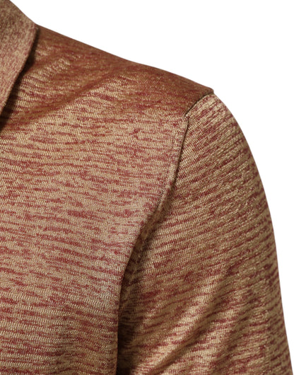 Dolce &amp; Gabbana – Kurzärmliges Poloshirt aus strukturierter Seide in Braun