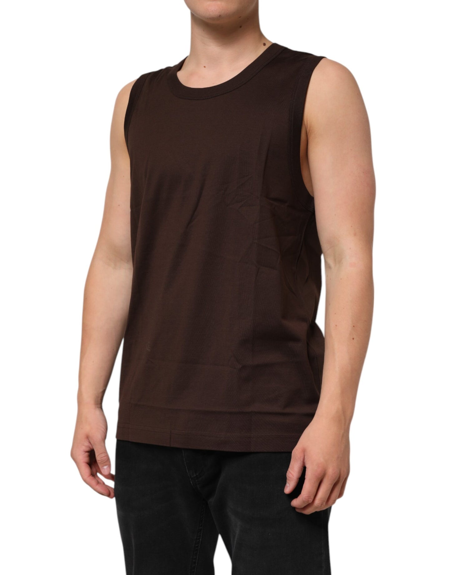 Dolce &amp; Gabbana Braunes ärmelloses Unterwäsche-Tanktop aus Baumwolle für Herren
